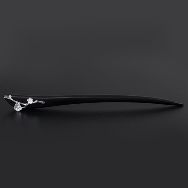 Retro black sandalwood hairpin s925 sterling silver plum blossom hair stick