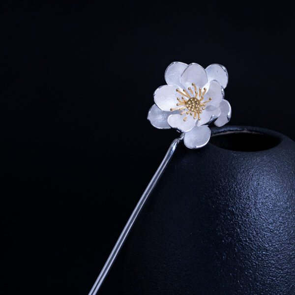 Fine lotus flower hairpin s925 sterling silver hair stick