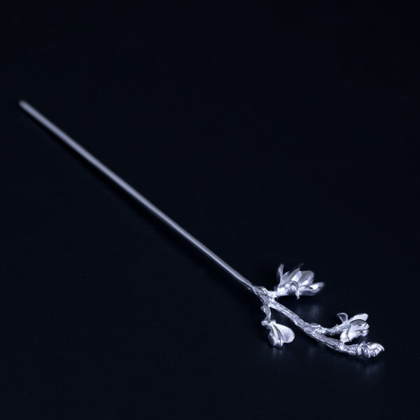 Beautiful magnolia flower hairpin fine s925 sterling silver hair stick