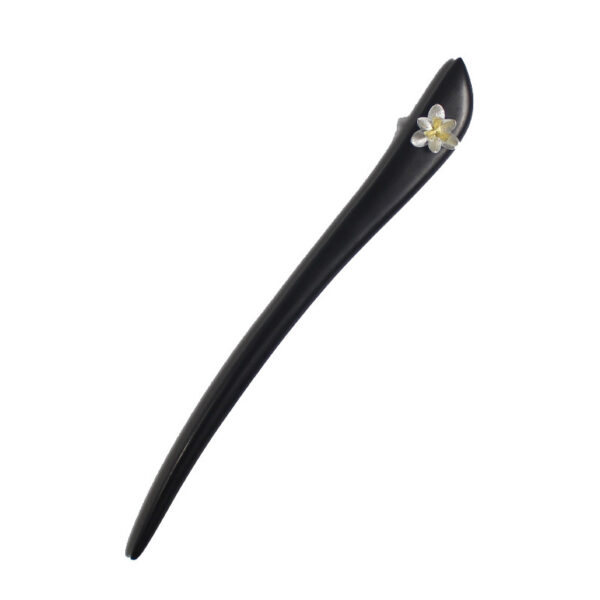sterling silver flower hairpin nice handmade black sandalwood hair stick