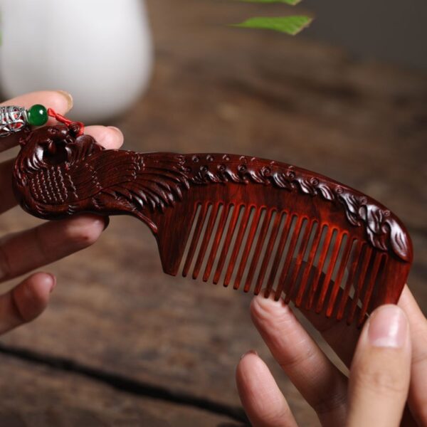 long handle carving Phoenix wood comb nice rosewood hair accessories