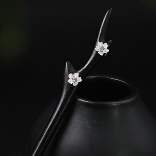black sandalwood s925 sterling silver sakura flower pearl hairpin