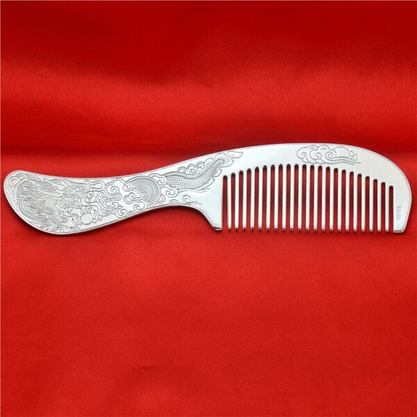 s999 pure silver Dragon and Phoenix pattern with handle comb