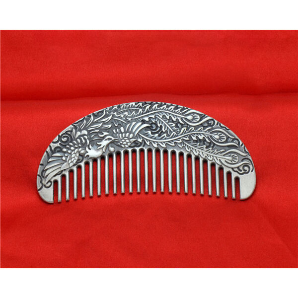 retro s999 pure silver double side Phoenix pattern comb