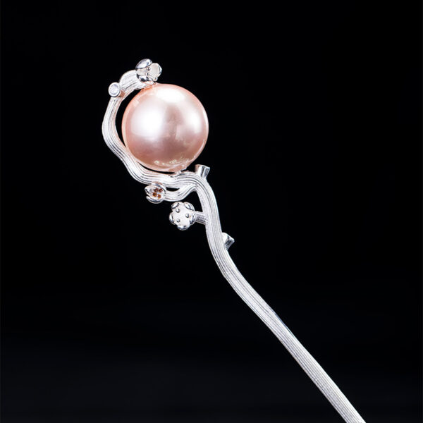 nice s925 sterling silver plum flower branch shape shell pearl hairpin