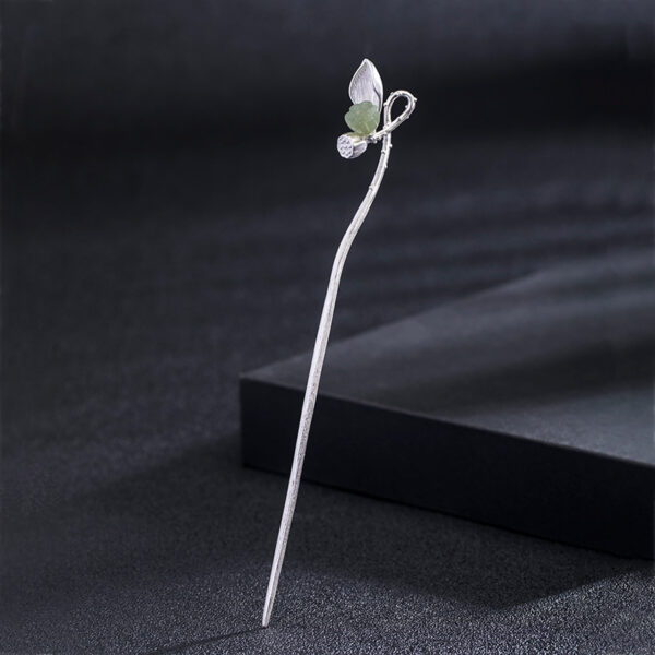 nice s925 sterling silver jade lotus flower hairpin