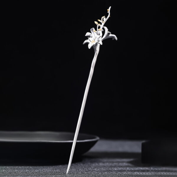 nice s925 sterling silver lily flowers hairpin