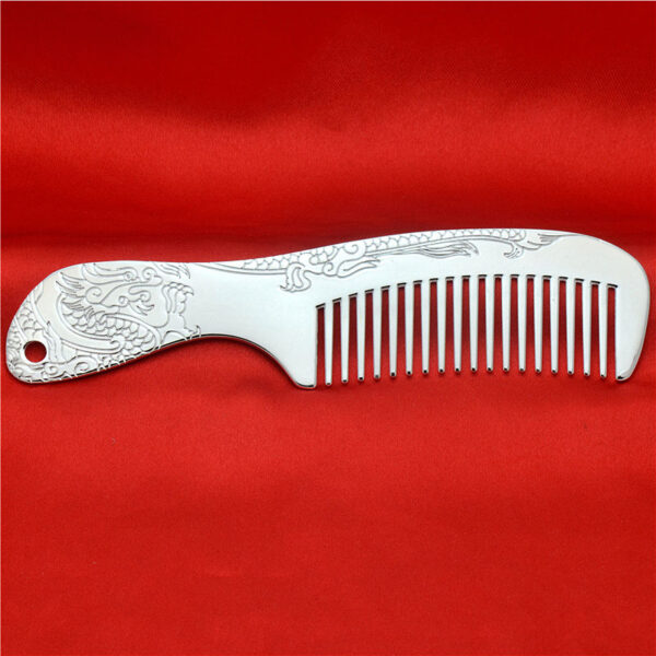 s999 pure silver double side dragon and phoenix pattern with handle comb
