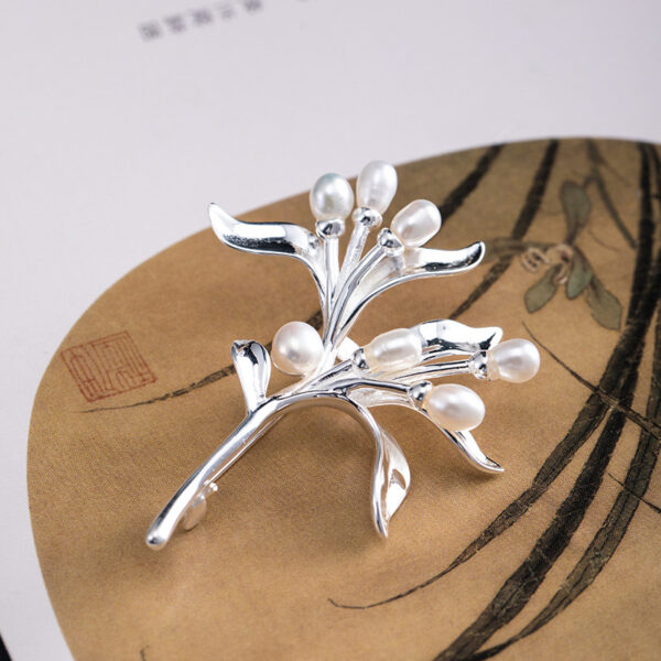 fine s925 sterling silver pearl flowers shape brooch