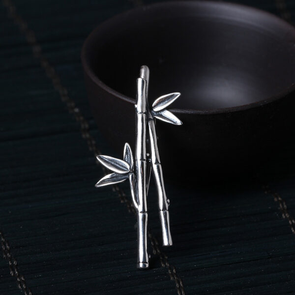 simple bamboo branch shape brooch s925 sterling silver safety pin