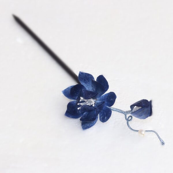 nice blue lotus flower hair stick handmade silk hairpin