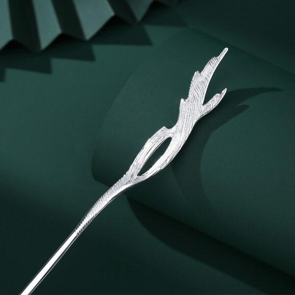 simple s925 sterling silver Phoenix feather shape hairpin