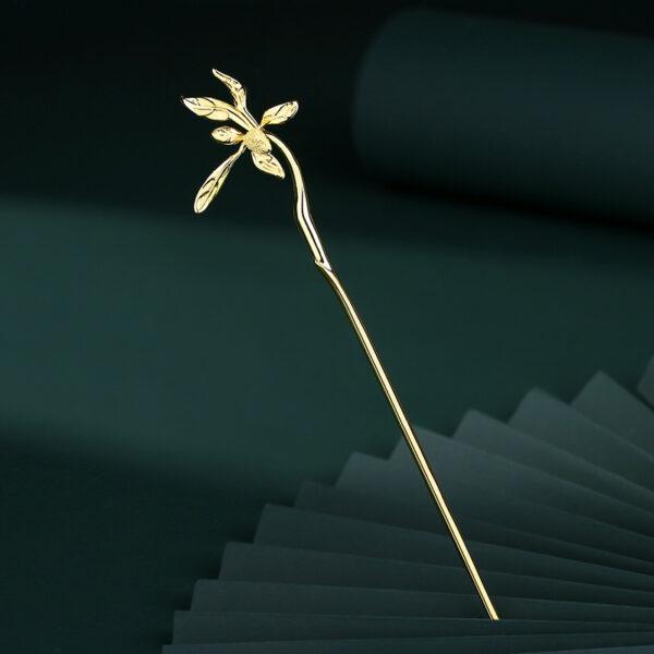 nice gild s925 sterling silver orchid flower shape hairpin
